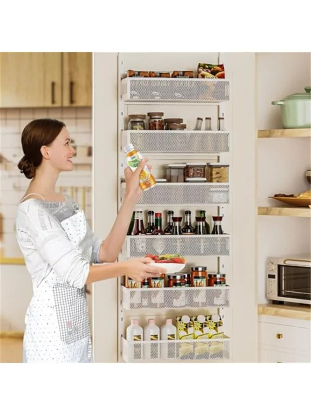 Over The Door Organizer Rack Metal Pantry Storage Adjustable Kitchen Bathroom